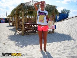 pornstar adele alluring blonde female friend having laugh on seashore 2 250x188