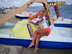 pornstar adele alluring blonde female friend having laugh on seashore 6 250x188