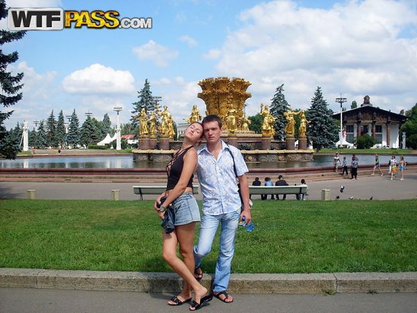 Pornstar Viktoria Attractive Brunette Female Friend Posing Along Her Bf Town